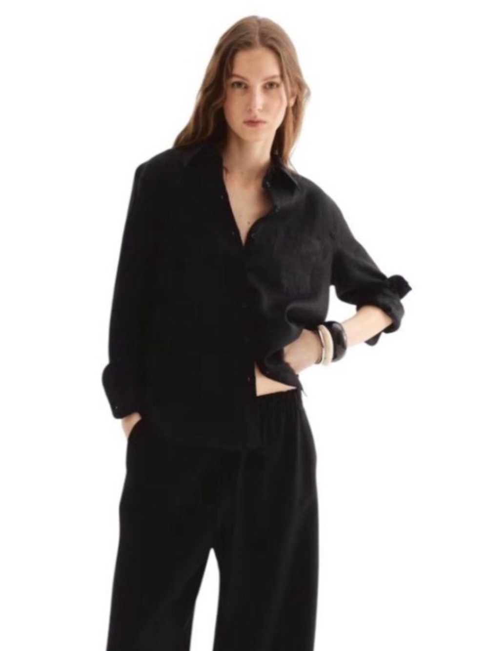 H&M Black Linen Shirt Women’s Size medium